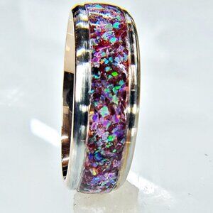 "Twilight" Ring with Red Opal & Red Garnet